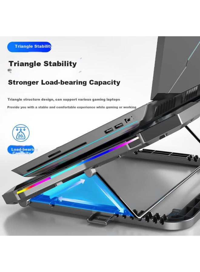 Suohuang وسادة تبريد لابتوب سووهوانغ X10 إصدار الألعاب RGB محمولة مع مروحة طرد هواء قابلة للتعديل - Image 3