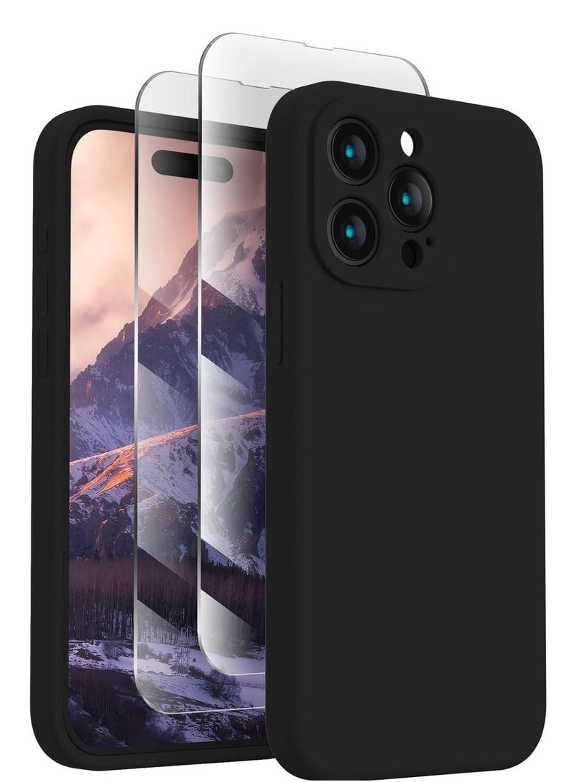 Raxoom Designed for iPhone 15 Pro Max Case, Silicone Upgraded [Camera Protection] for iPhone 15 ProMax Case with [2 Screen Protectors], Anti-Scratch Microfiber Lining, 6.7 inch, Black - Image 1