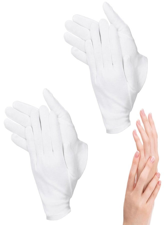 CGBOOM 2 Pairs Moisturizing Gloves Over Night Bedtime White Cotton | Cosmetic Inspection Premium Cloth Quality | Eczema Dry Sensitive Irritated Skin Spa Therapy Secure Wristband| One Size Fits Most - Image 1