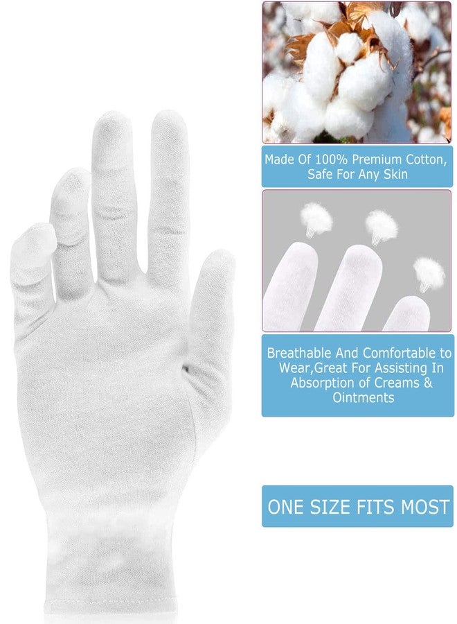 CGBOOM 2 Pairs Moisturizing Gloves Over Night Bedtime White Cotton | Cosmetic Inspection Premium Cloth Quality | Eczema Dry Sensitive Irritated Skin Spa Therapy Secure Wristband| One Size Fits Most - Image 3