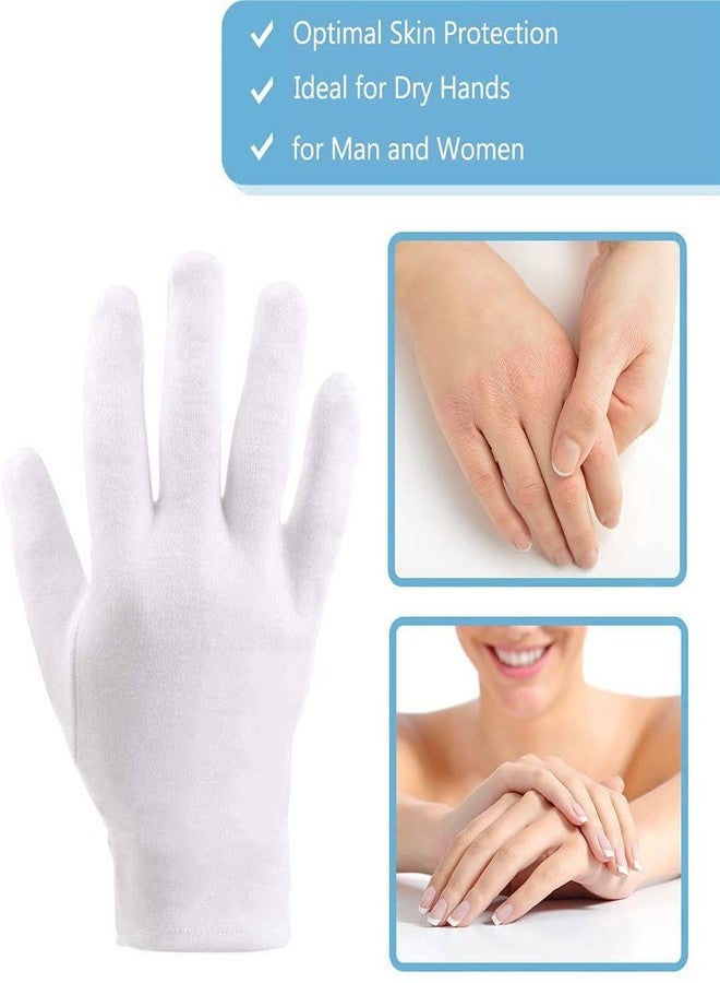 CGBOOM 2 Pairs Moisturizing Gloves Over Night Bedtime White Cotton | Cosmetic Inspection Premium Cloth Quality | Eczema Dry Sensitive Irritated Skin Spa Therapy Secure Wristband| One Size Fits Most - Image 2