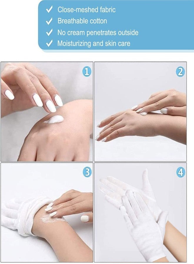 CGBOOM 2 Pairs Moisturizing Gloves Over Night Bedtime White Cotton | Cosmetic Inspection Premium Cloth Quality | Eczema Dry Sensitive Irritated Skin Spa Therapy Secure Wristband| One Size Fits Most - Image 4