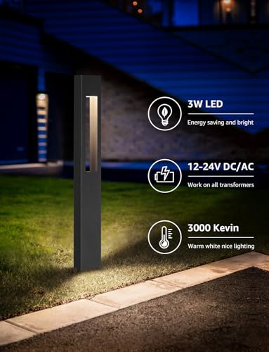 SUNVIE 3W Low Voltage Pathway Lights 3000K LED Low Voltage Landscape Lights 12V Waterproof Landscape Path Lights Low Voltage Landscape Lighting for Walkway Yard Backyard Garden ETL Listed Cord, 4 Pack - Image 2
