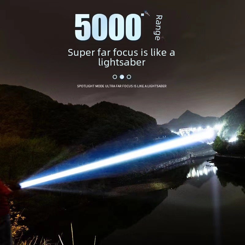Devil Angel's Eye White Laser Direct Charge Super Bright Flashlight Outdoor Remote High Power Rechargeable Xenon Lamp(P50 little angel zoom display data line 18650 section black) - Image 3