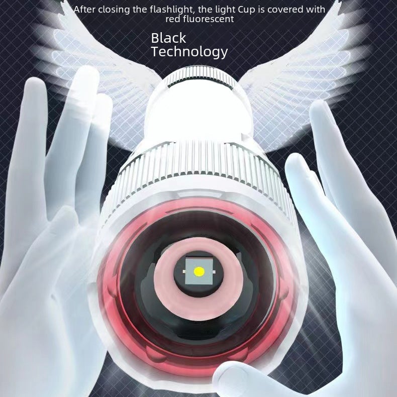 Devil Angel's Eye White Laser Direct Charge Super Bright Flashlight Outdoor Remote High Power Rechargeable Xenon Lamp(P50 little angel zoom display data line 18650 section black) - Image 5
