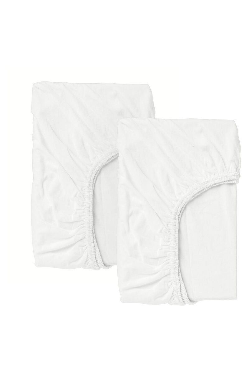 LEN Fitted sheet for cot, white, 60 x 120 cm, 2 pack - Image 1