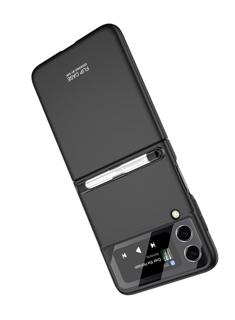 LEEKA z filp 4 Luxury Case Slim Flip Full Cover Case Anti-knock Plastic Matte Hard Cover with Screen Tempered Glass For Samsung Galaxy Z Flip 4 - Image 1