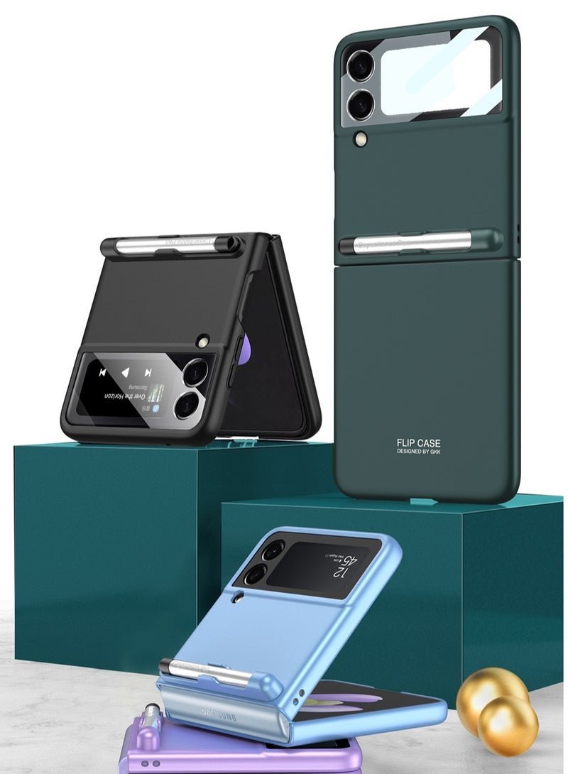 LEEKA z filp 4 Luxury Case Slim Flip Full Cover Case Anti-knock Plastic Matte Hard Cover with Screen Tempered Glass For Samsung Galaxy Z Flip 4 - Image 4