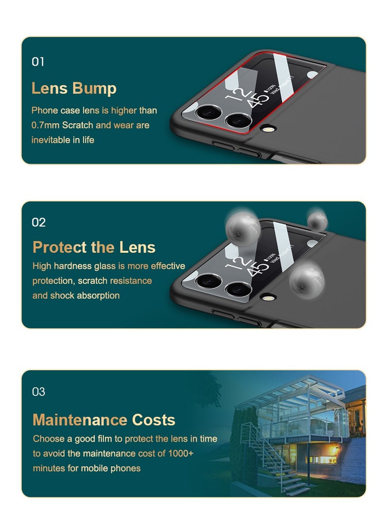 LEEKA z filp 4 Luxury Case Slim Flip Full Cover Case Anti-knock Plastic Matte Hard Cover with Screen Tempered Glass For Samsung Galaxy Z Flip 4 - Image 5