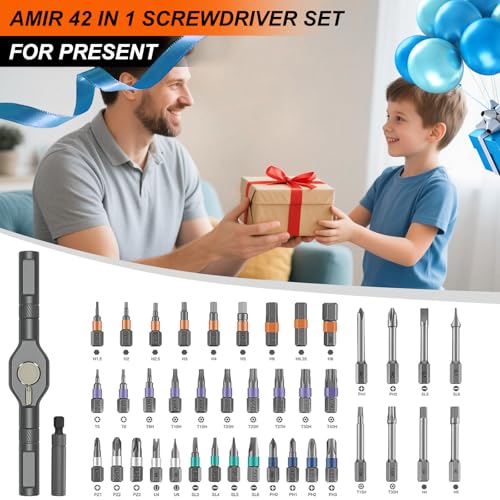 AMIR 42 in 1 Magnetic Screwdriver Set DIY Ratchet Screwdriver Set Magnetic with Multi Bit Precision Repair Tool Kit for Tools Home Improvement Computer Bicycle - Image 3