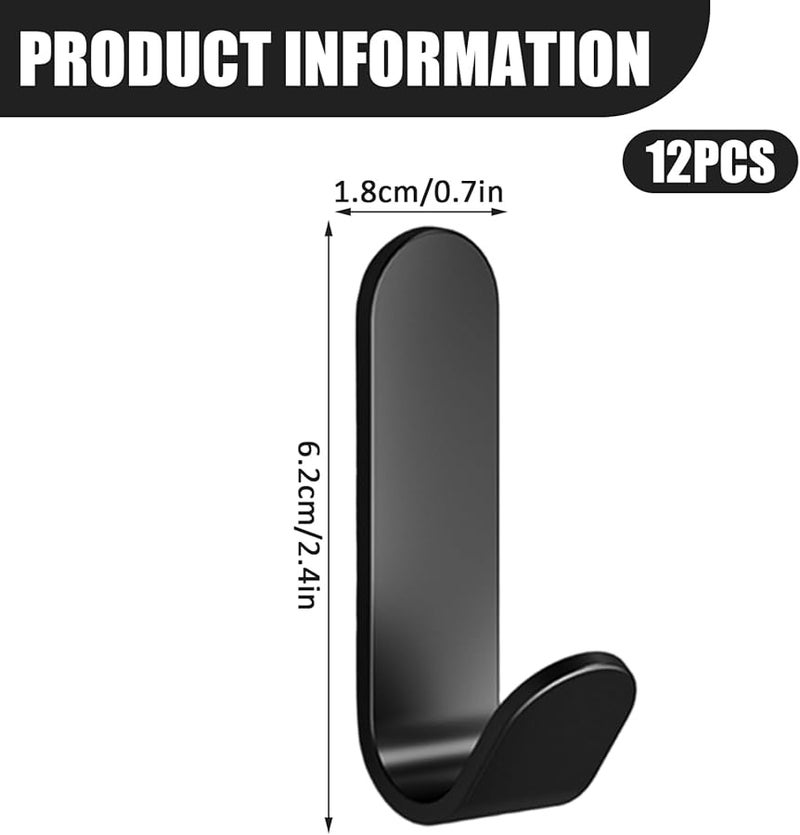 خطافات حائط لاصقة ثقيلة على شكل حرف J، 12 قطعة للمناشف والملابس في الحمام والمطبخ - Image 5