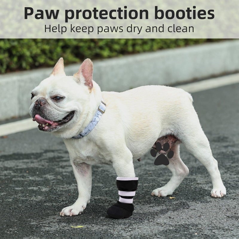 ETIAL Dog Paw Wound Recovery Boot for Injured Paw, Anti-Slip Dog Shoe with Self-Adhesive Strap, Dog Paw Protector for Outdoor Walking & Keep Dogs from Licking Wounds (Black w/White, XL) - Image 2