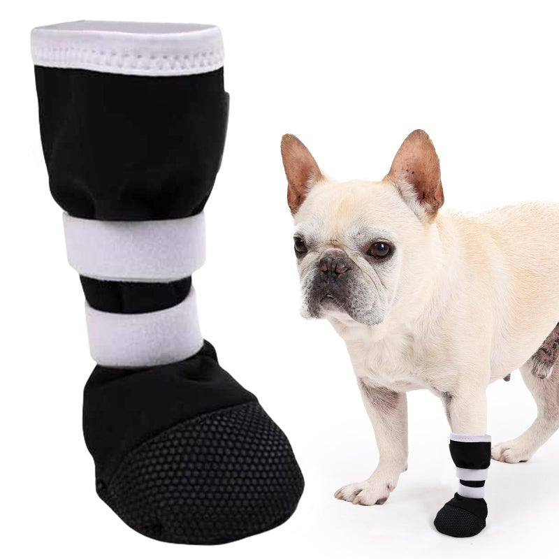 ETIAL Dog Paw Wound Recovery Boot for Injured Paw, Anti-Slip Dog Shoe with Self-Adhesive Strap, Dog Paw Protector for Outdoor Walking & Keep Dogs from Licking Wounds (Black w/White, XL) - Image 1