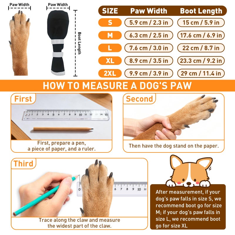 ETIAL Dog Paw Wound Recovery Boot for Injured Paw, Anti-Slip Dog Shoe with Self-Adhesive Strap, Dog Paw Protector for Outdoor Walking & Keep Dogs from Licking Wounds (Black w/White, XL) - Image 3