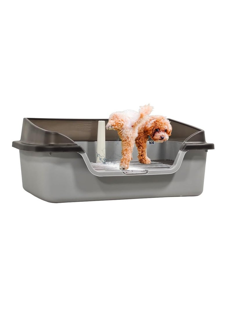 NNC PETS Pet dog toilet for small to medium dogs, Durable plastic dog toilet with Splash proof design, Stainless steel grid, and Detachable pee post, Ideal for indoor & outdoor, Easy to clean 56 cm (Grey) - Image 1