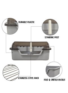 NNC PETS Pet dog toilet for small to medium dogs, Durable plastic dog toilet with Splash proof design, Stainless steel grid, and Detachable pee post, Ideal for indoor & outdoor, Easy to clean 56 cm (Grey)  - Image 3