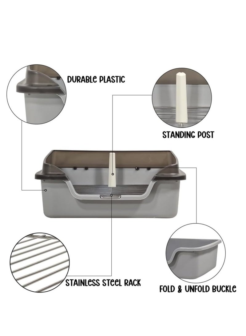 NNC PETS Pet dog toilet for small to medium dogs, Durable plastic dog toilet with Splash proof design, Stainless steel grid, and Detachable pee post, Ideal for indoor & outdoor, Easy to clean 56 cm (Grey) - Image 3