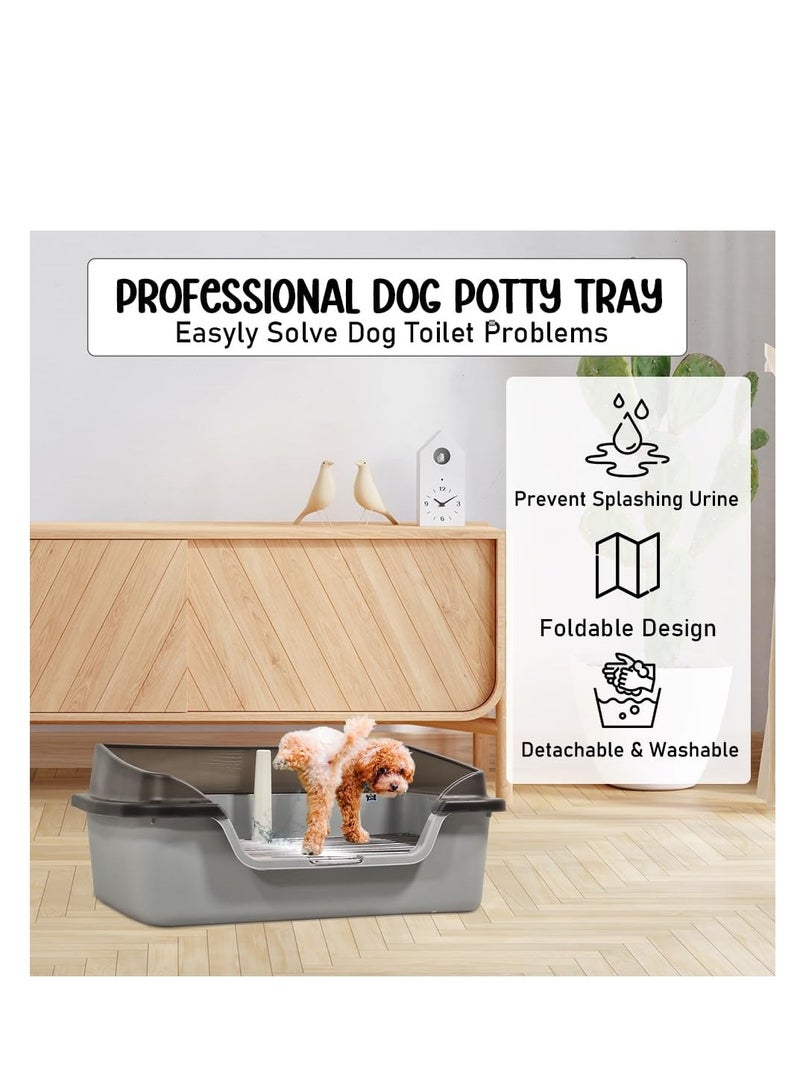 NNC PETS Pet dog toilet for small to medium dogs, Durable plastic dog toilet with Splash proof design, Stainless steel grid, and Detachable pee post, Ideal for indoor & outdoor, Easy to clean 56 cm (Grey) - Image 4