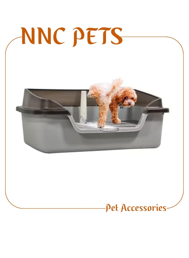 NNC PETS Pet dog toilet for small to medium dogs, Durable plastic dog toilet with Splash proof design, Stainless steel grid, and Detachable pee post, Ideal for indoor & outdoor, Easy to clean 56 cm (Grey) - Image 1