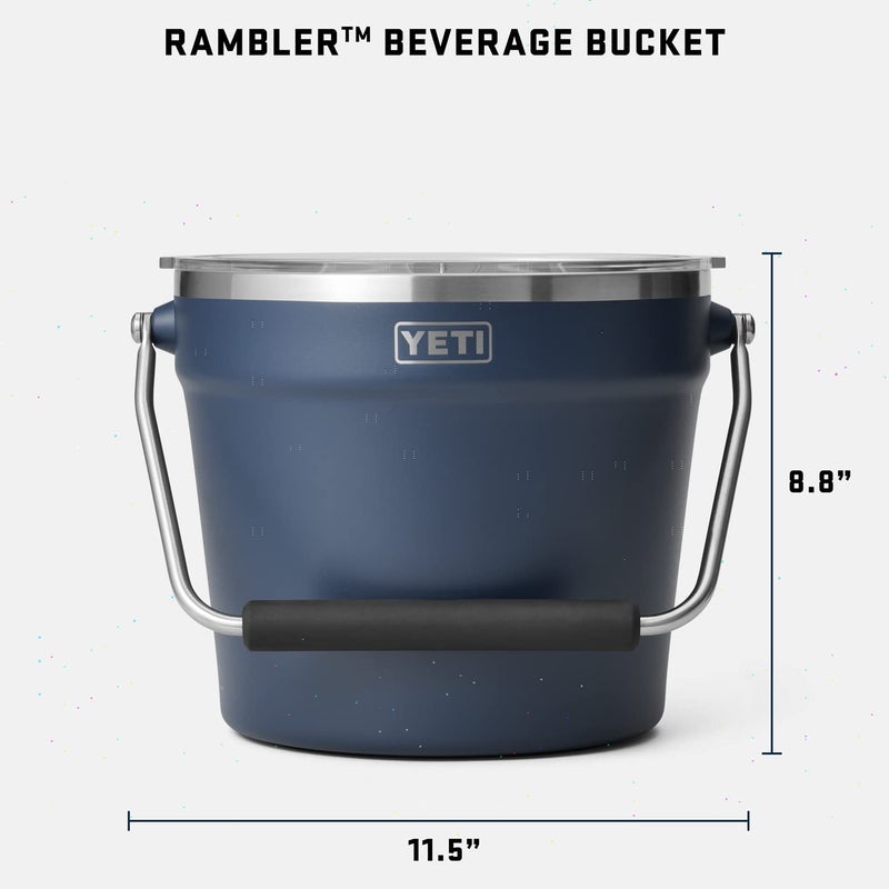 YETI YETI Rambler Beverage Bucket, Double-Wall Vacuum Insulated Ice Bucket with Lid, Navy  - Image 4