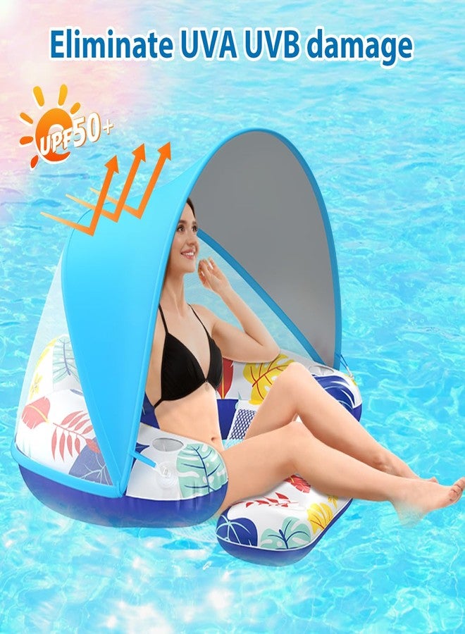 LAYCOL Premium Pool Floats Adult with Canopy - Stylish Pool Lounger - Heavy Duty Pool floaties for Adults - Beach Floats Pool Chair Swimming Pool Accessories for Women Floating with Cup Phone Holder - Image 5