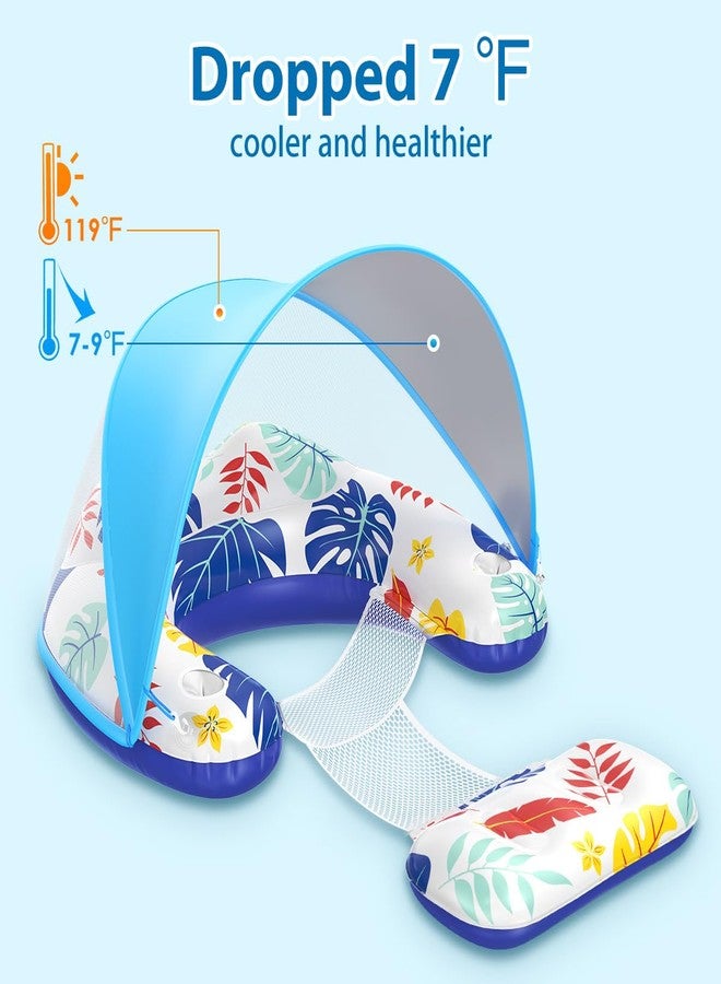 LAYCOL Premium Pool Floats Adult with Canopy - Stylish Pool Lounger - Heavy Duty Pool floaties for Adults - Beach Floats Pool Chair Swimming Pool Accessories for Women Floating with Cup Phone Holder - Image 4