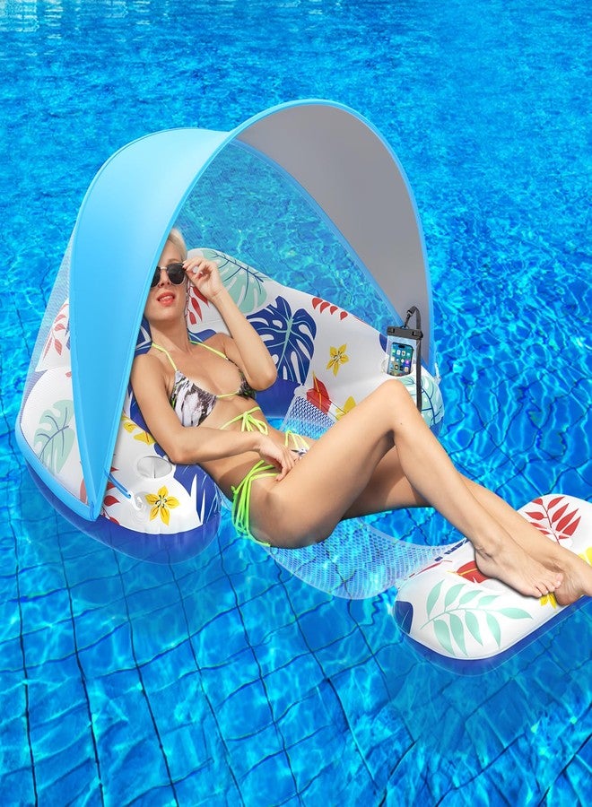 LAYCOL Premium Pool Floats Adult with Canopy - Stylish Pool Lounger - Heavy Duty Pool floaties for Adults - Beach Floats Pool Chair Swimming Pool Accessories for Women Floating with Cup Phone Holder - Image 1