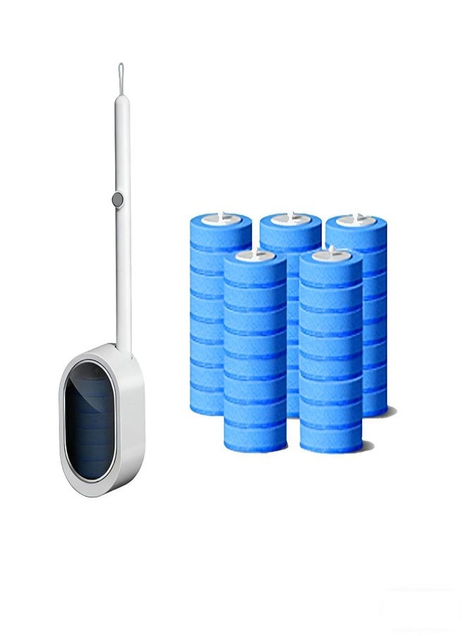LUOMRTAN Disposable Toilet Brush with 40 Refill Heads and Holder- Includes Storage Caddy&Toilet Bowl Wand, Wall-Mount Scrubbing Toilet Brush Bathroom Cleaning Kit (1 Wand+40 Refills) - Image 1