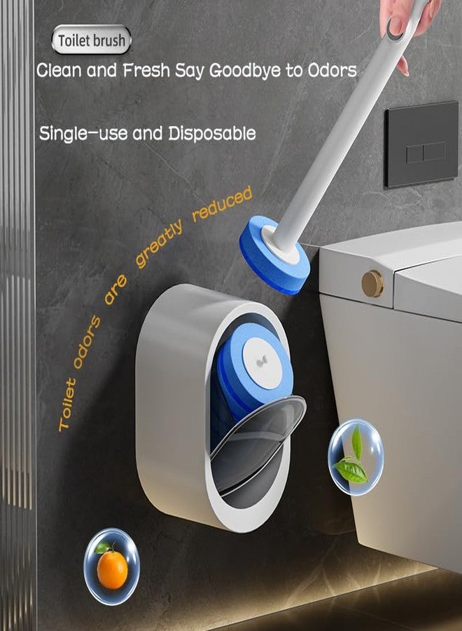 LUOMRTAN Disposable Toilet Brush with 40 Refill Heads and Holder- Includes Storage Caddy&Toilet Bowl Wand, Wall-Mount Scrubbing Toilet Brush Bathroom Cleaning Kit (1 Wand+40 Refills) - Image 5
