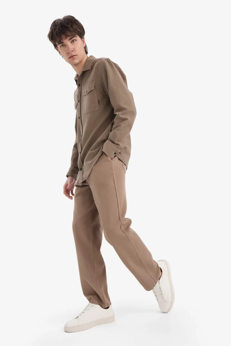 DeFacto Loose Comfortable Fit Wide Leg Cotton Summer Linen Look Trousers