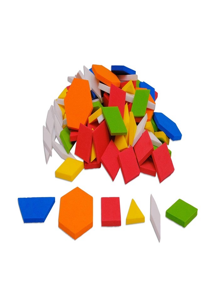 SquareDrop Pattern Block Foam Set of 144 - Sorting - Mathematics - Geometry Brain Boosting Mathematical Activities for Age 5+ Years Old Kids - Do It Yourself Mathematics Activity Kit - Image 2