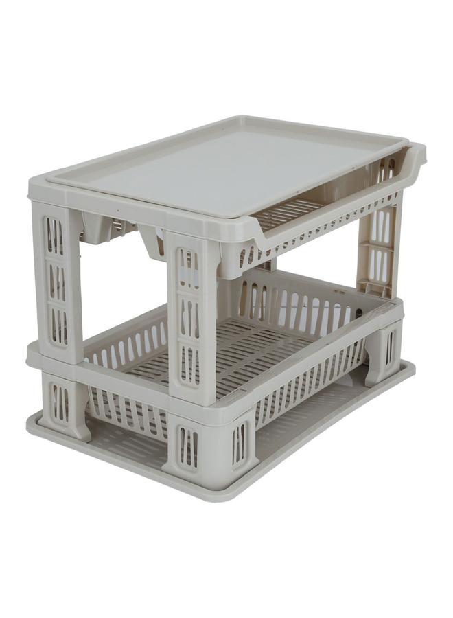 برووف حامل أطباق بلاستيكي مكون من طبقتين 42 × 39 سم، بيج - Image 2