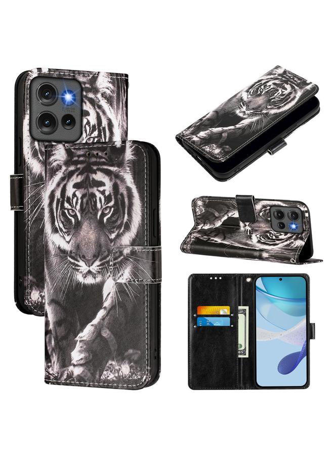 اس-توب جراب لهاتف Motorola Edge 50 5G Global بنمط رسم ملون من الجلد المنسوج البسيط - Image 1