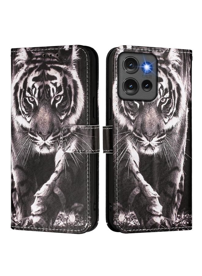 اس-توب جراب لهاتف Motorola Edge 50 5G Global بنمط رسم ملون من الجلد المنسوج البسيط - Image 2