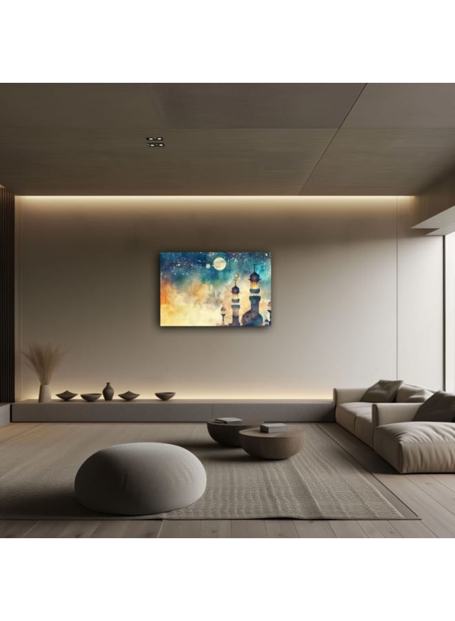 هوم جاليري لوحة فنية جدارية مطبوعة على قماش هلال ملون لعيد الأضحى المبارك - Image 5