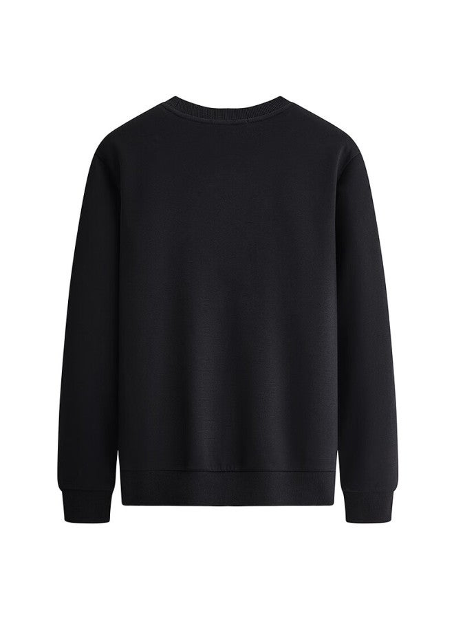 Dance With Wolves Trendy Printed Crewneck Loose Fit Durable Pullover Men's Sweatshirt 001 Black 2XL