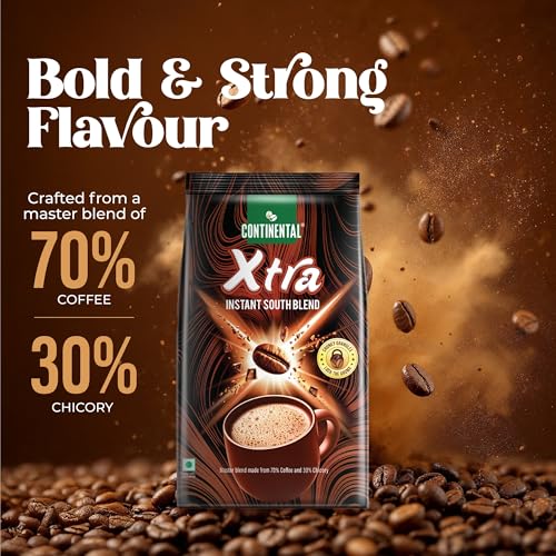Continental Coffee Xtra Instant Coffee Powder | 200g Pouch | ‎70% Coffee 30% Chicory | South Blend Instant Coffee | Medium Roast | Premium Blend of Arabica & Robusta | Rich Aromatic Coffee - Image 3