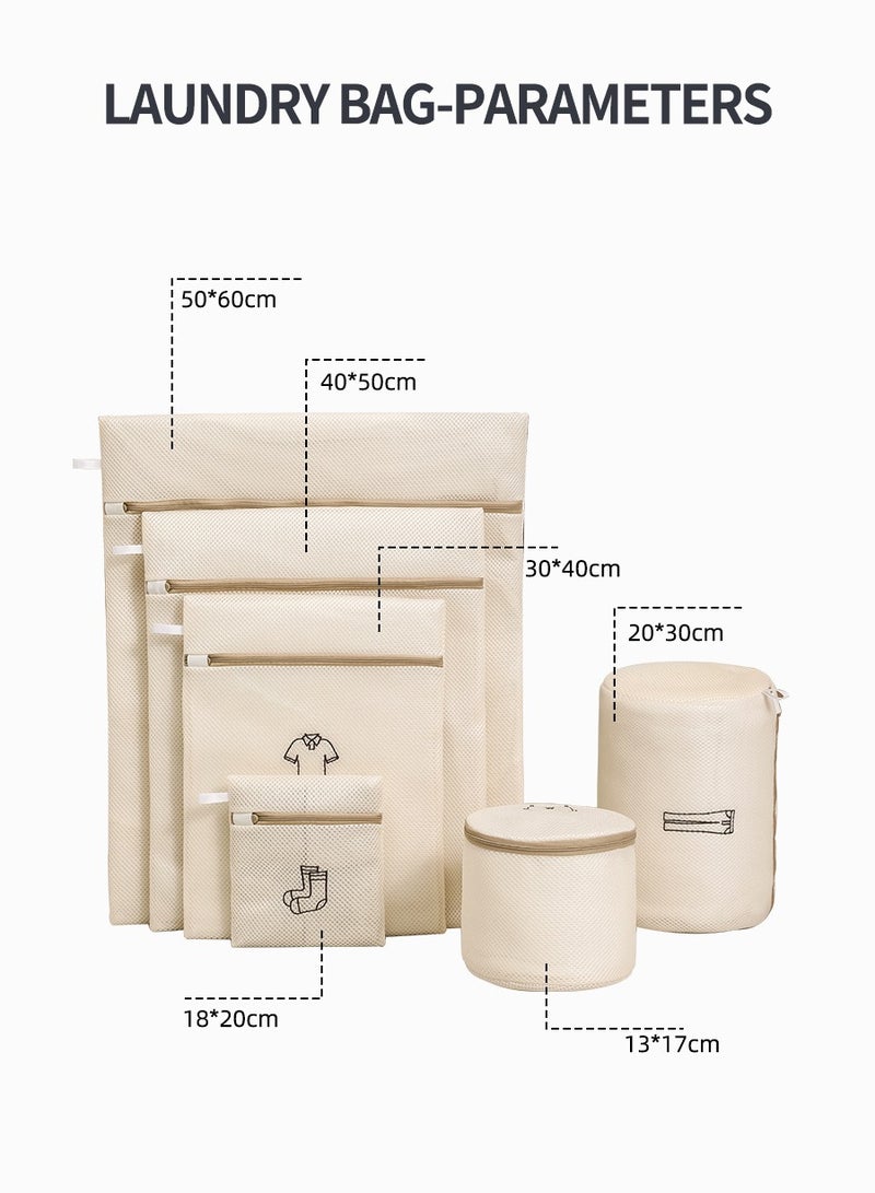 BEIRUI 6 PCS Mesh Laundry Bags with Drawstring & Zipper – Durable Wash Bags for Delicates, Bras, Underwear, and Lingerie – Reusable Garment Protection Bags for Washing Machine - Image 3