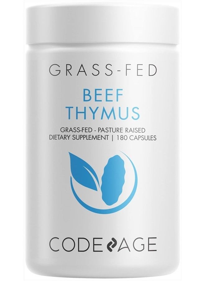 Codeage Grass Fed Beef Thymus Supplement Superfood, Freeze Dried, Non-Defatted, Desiccated Thymus & Liver Pills, Glandulars Meat, Pasture Raised Beef Vitamins, Non-GMO, 180 Capsules  - Image 1