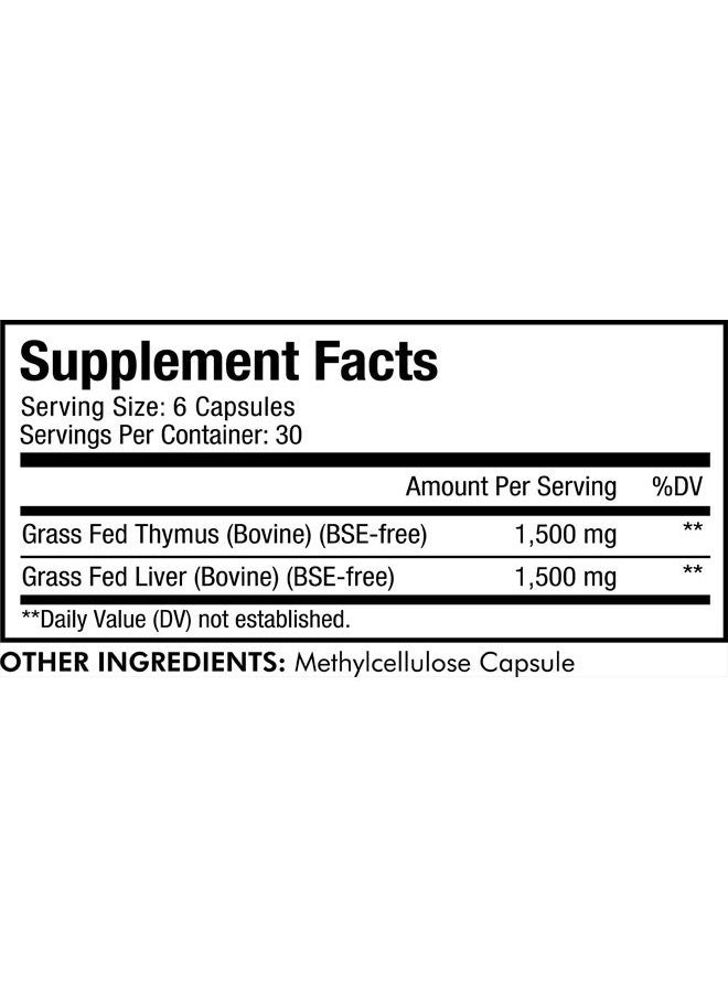 Codeage Grass Fed Beef Thymus Supplement Superfood, Freeze Dried, Non-Defatted, Desiccated Thymus & Liver Pills, Glandulars Meat, Pasture Raised Beef Vitamins, Non-GMO, 180 Capsules  - Image 2