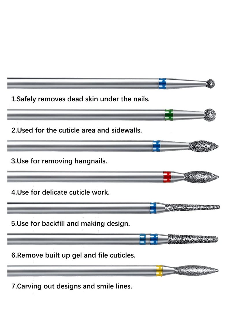 طقم رؤوس مثقاب الأظافر، 14 قطعة احترافية من أدوات الحفر الماسية لإزالة الجلد حول الأظافر، مجموعة رؤوس بحجم 3/32" لأدوات تجميل الأظافر وإزالة الأظافر الصناعية. - Image 4