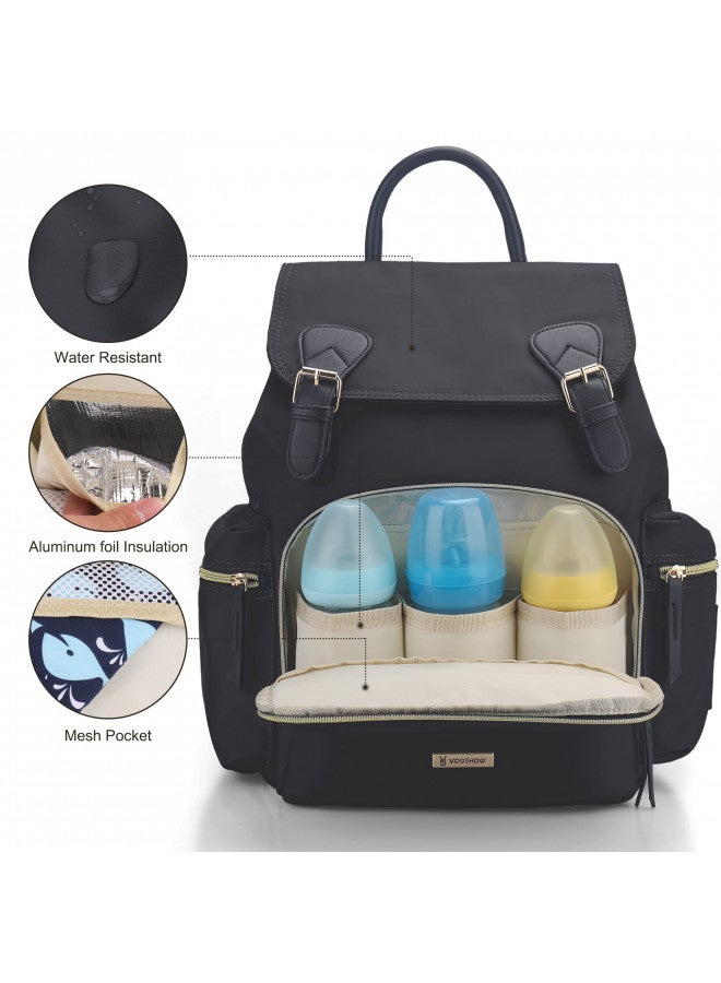 VS VOGSHOW VS VOGSHOW Diaper Bag Backpack, Multifunction Baby Bag Backpack, Modern Baby Diaper Backpack, Stylish Maternity Nappy Bag, Black  - Image 1