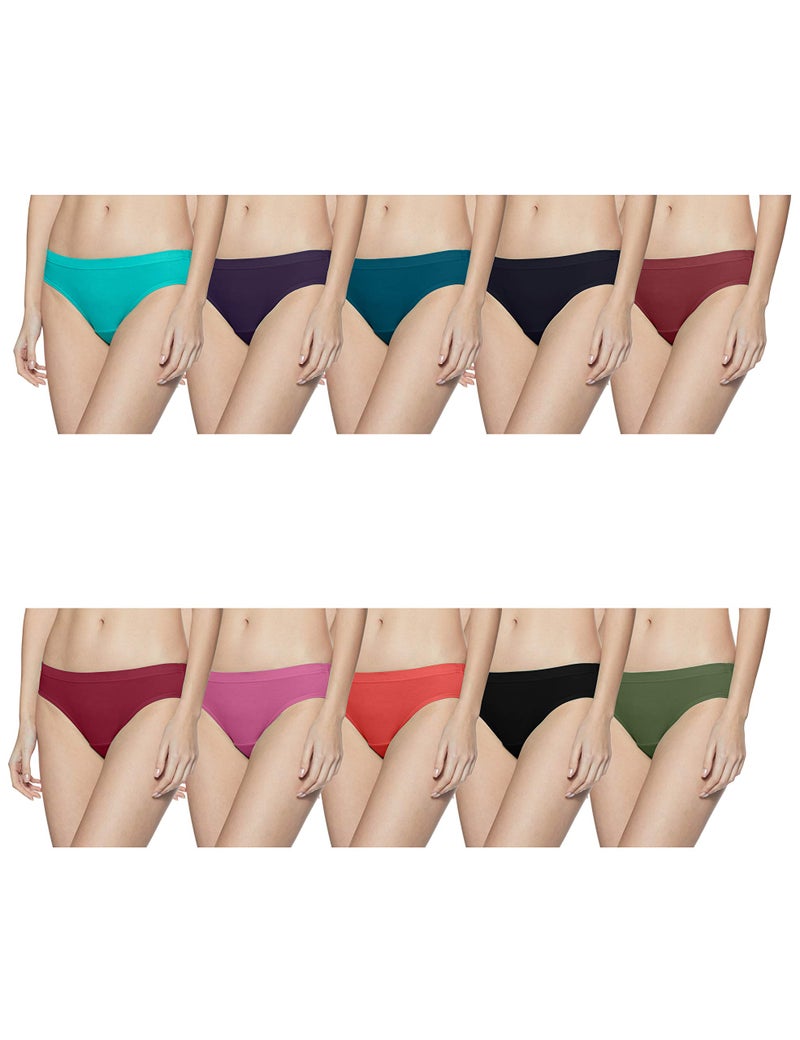 Rupa Softline Women's High Rise,All-Day Fresh Cotton Hipster Panties, Inner Elastic Waistband, Regular Fit,Full Coverage,Assorted Solid Color, Pack of 10 - Image 3