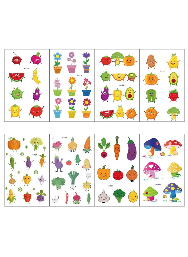 قوس قزح أورينبو 20 ورقة وشم مؤقت للأطفال ملصقات وشم وهمية مقاومة للماء للبنات والأولاد وشم الوحوش والفواكه وشم كرتوني صيفي وزخارف حفلات أعياد الميلاد وهدايا الحفلات 200 قطعة - Image 5