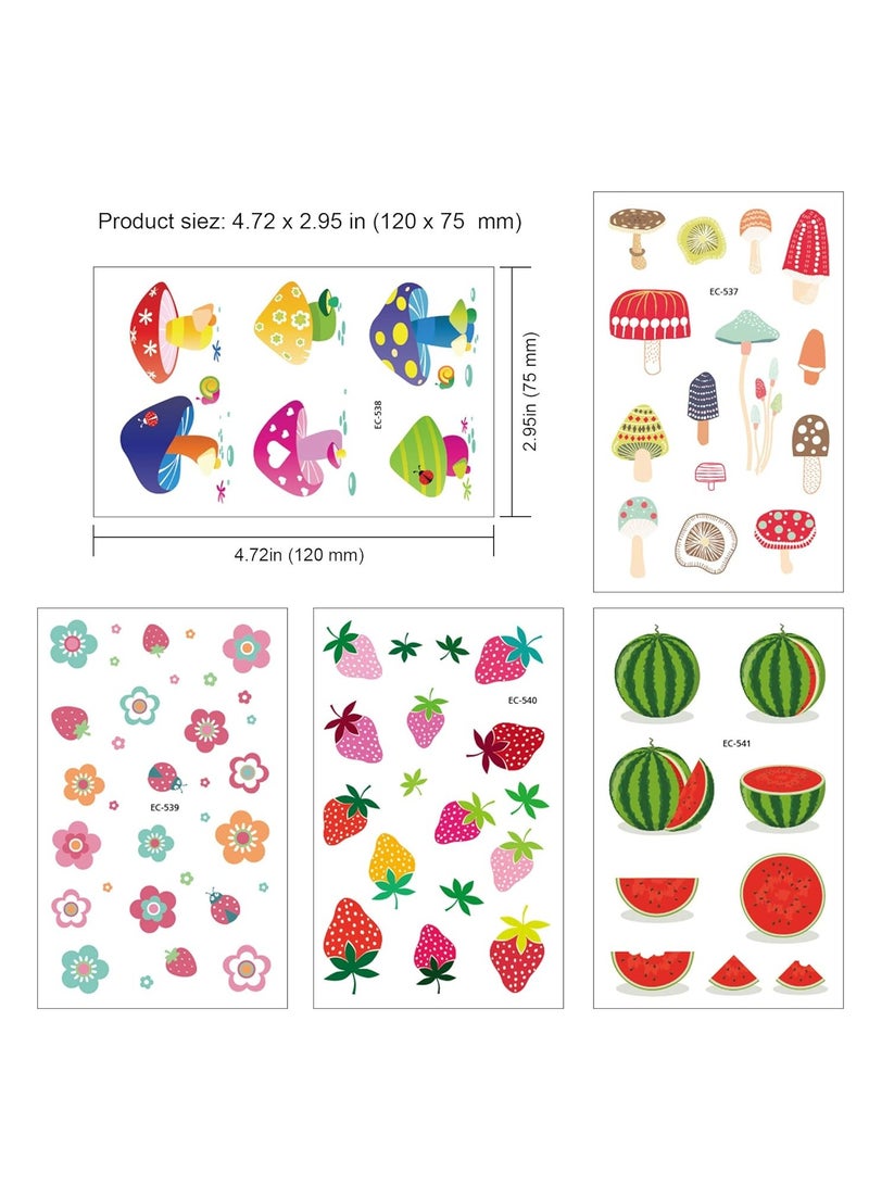 قوس قزح أورينبو 20 ورقة وشم مؤقت للأطفال ملصقات وشم وهمية مقاومة للماء للبنات والأولاد وشم الوحوش والفواكه وشم كرتوني صيفي وزخارف حفلات أعياد الميلاد وهدايا الحفلات 200 قطعة - Image 3