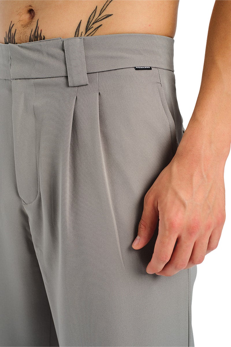 بونكرس كُرنر Grey Loose Fit Tailored Trouser for Men's - Image 4