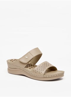 Le Confort Women Laser Cut Slip-On Sandals with Wedge Heel  - Image 1