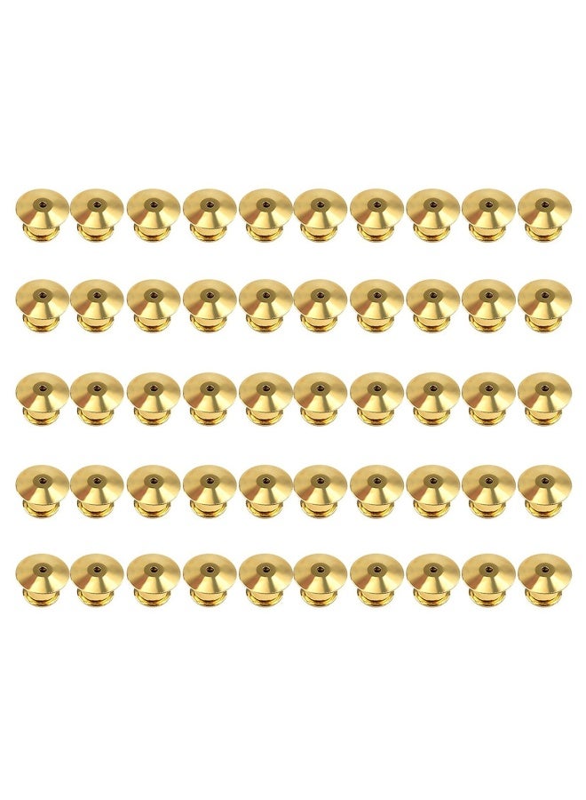 DYWISHKEY 50 Pieces Metal Pin Keepers Backs Locking Pin Keepers Backs No Tool Required  Gold - Image 1
