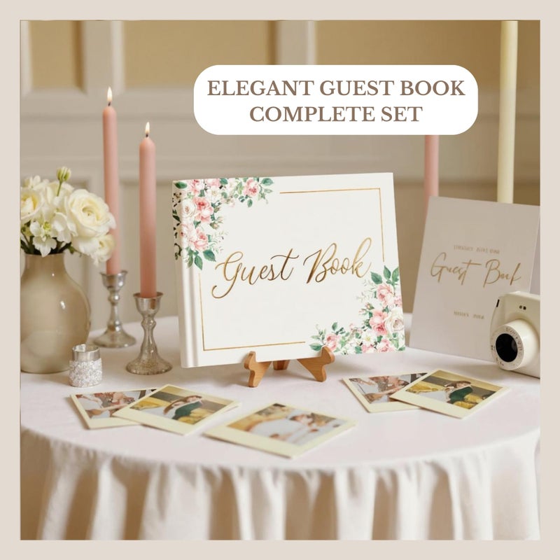 Swanique Wedding Guest Book for Guests to Sign, Elegant Wedding Guestbook Ideas, Sign in Book for Bridal and Baby Shower, Polaroid Guest Book, 100 Thick Lined and Blank Pages for Party, Wedding Books - Image 2