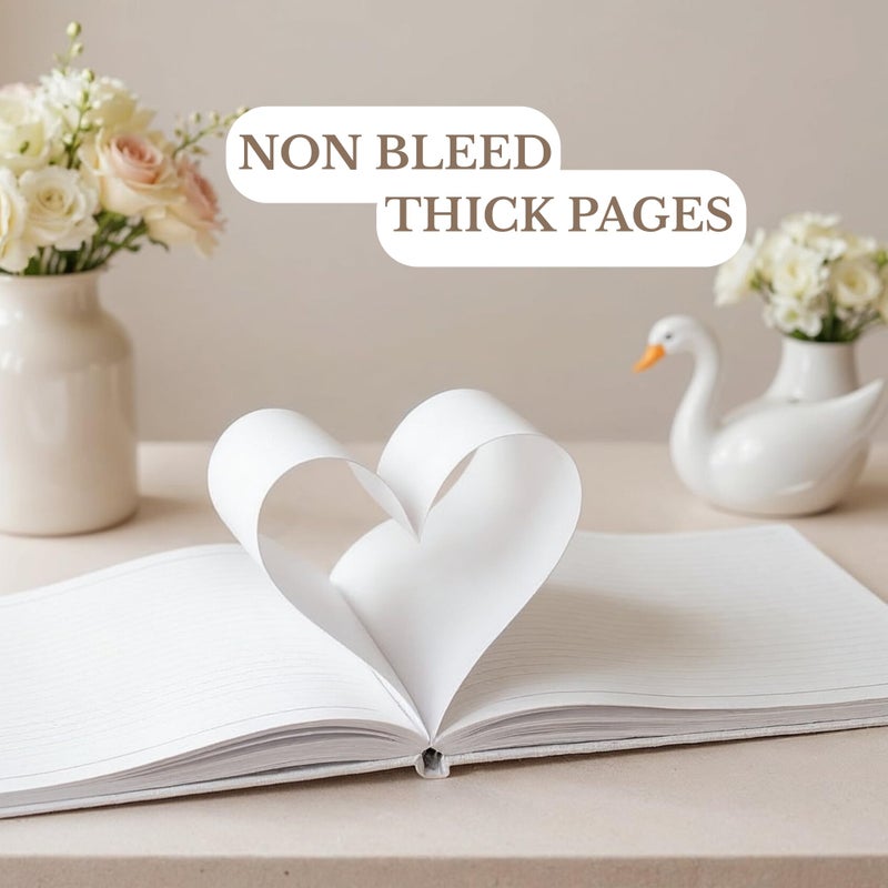 Swanique Wedding Guest Book for Guests to Sign, Elegant Wedding Guestbook Ideas, Sign in Book for Bridal and Baby Shower, Polaroid Guest Book, 100 Thick Lined and Blank Pages for Party, Wedding Books - Image 4